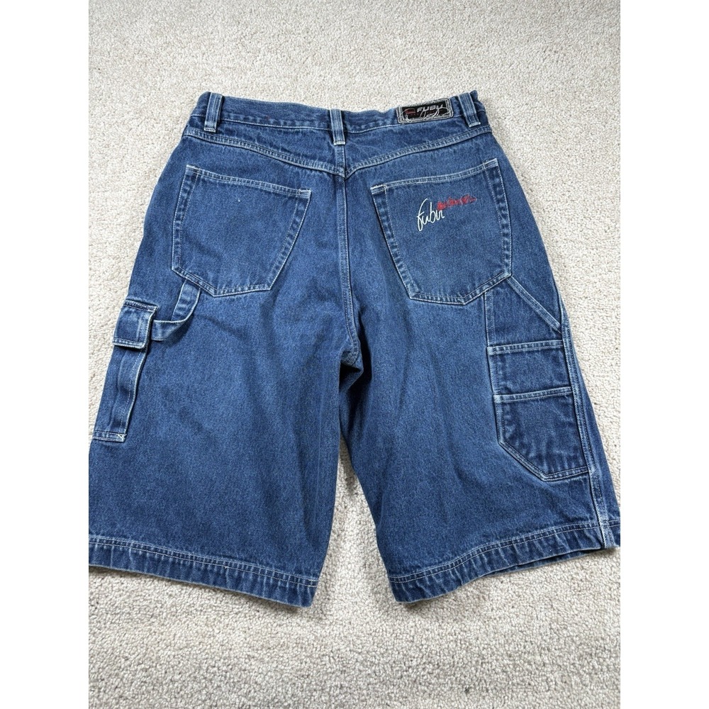 Vtg FUBU Carpenter Denim Shorts Mens 36 Baggy Loose Fit Jorts 90s Y2K Hip Hop